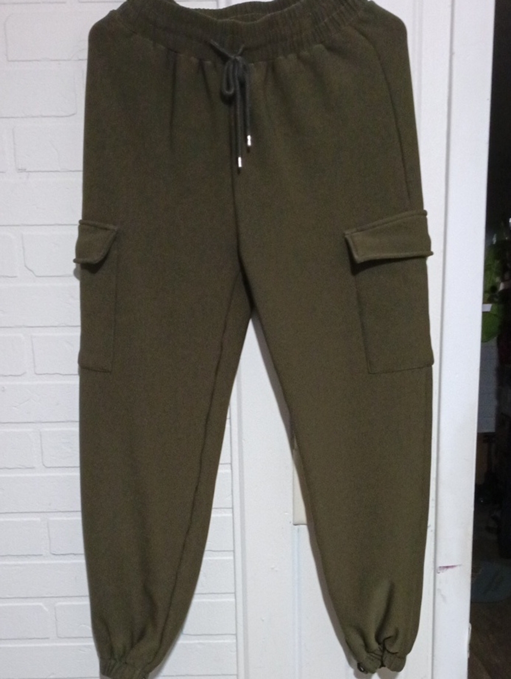 Men's Olive Green Cargo Jogger Pants - Casual Drawstring Waist